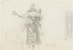 A Juggler Seated On A Stove by Isidor Kaufmann