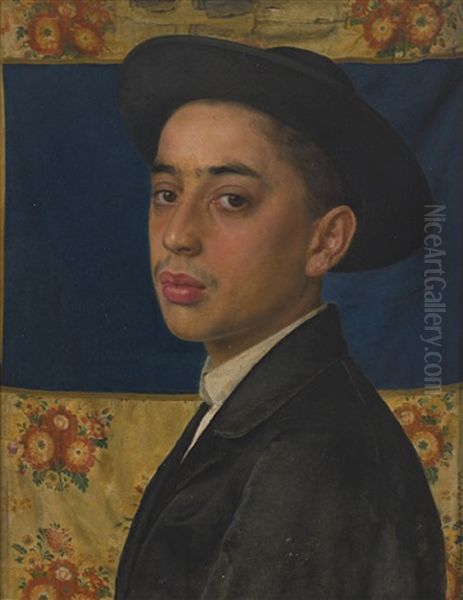 Young Man In Hat, Before A Parochet - view 1