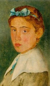 Portrait Of A Young Woman (artist's Daugther Marie Pauline At Age 15 Years?) by Isidor Kaufmann