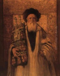 A Portrait Of A Rabbi Holding The Torah