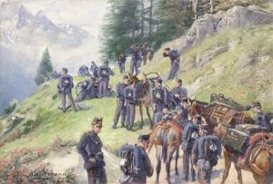 Schweizer Gebirgsartillerie Beim Einrichten Einer Stellung by Joseph Klemens Kaufmann