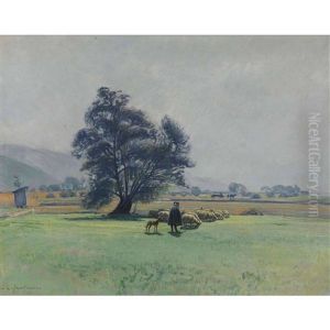 Hirt Mit Schafherde by Joseph Klemens Kaufmann