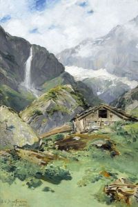 Mein Hotel Auf Der Kuhplankenalp Mit Faulenbachfall by Joseph Klemens Kaufmann