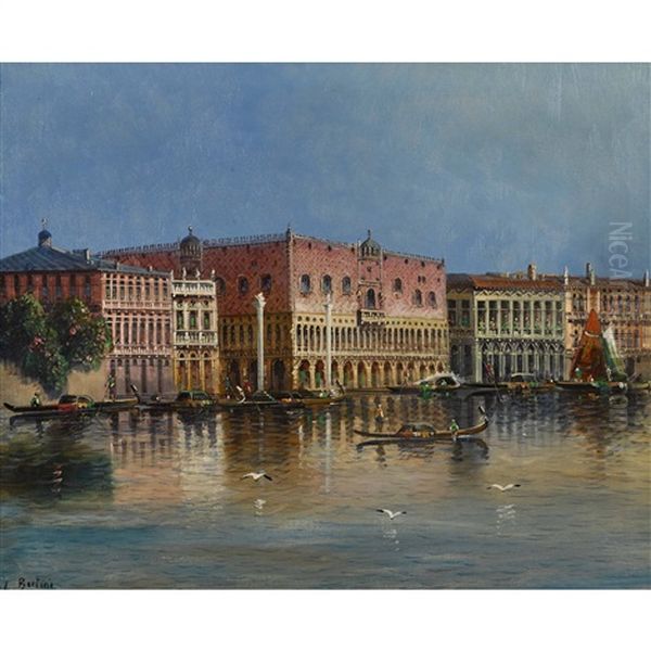 Gondeln Vor Dem Dogenpalast In Venedig - view 1