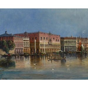 Gondeln Vor Dem Dogenpalast In Venedig