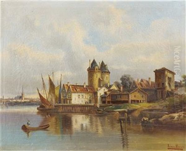 Alte Nordische Hafenstadt Mit Booten - view 1