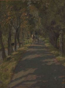 Kutschfahrt Auf Waldweg by August Kaul