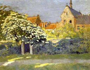 Village Church And Gardens, Dusseldorf by August Kaul