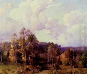 Autumn Landscape With Billowing Clouds by William Jurian Kaula