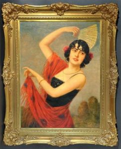 Halbportrait Einer Dame Als Spanische Tanzerin by Anton Kaulbach