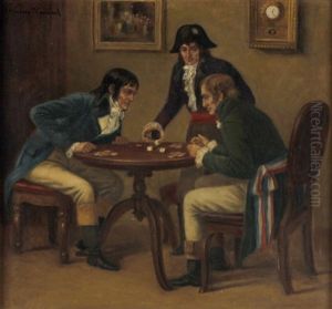 Beim Wurfelspiel - Biedermeierliche Genreszene Aus Der Franzosenzeit