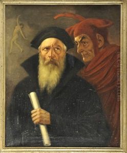 Faust Mit Mephisto U. (traum)tanzerin Im Hintergrund by Anton Kaulbach