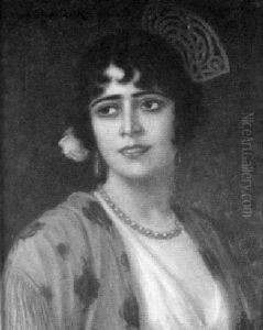 Bildnis Einer Sudlandischen Dame Mit Rotem Schultertuch