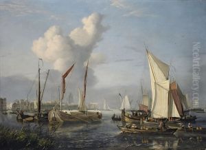 A View Of The Port At Dordrecht by Nicolaas Bauer