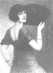 Dame Mit Facher by Anton Kaulbach