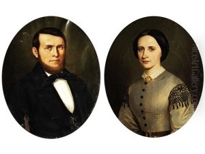 Halbportrait Eines Herren Mit Kinnbart (+ Dame In Braunem Kleid Mit Stickereibesatz; Diptych) by Friedrich Kaulbach