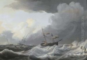 Shipping Offshore In A Gale by Nicolaas Bauer