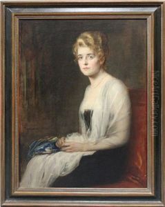 Junge Frau Mit Transparentem Schal Und Perlenkette by Friedrich August von Kaulbach