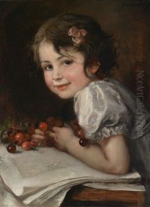 Kirschen - Bildnis Der Tochter Hedda by Friedrich August von Kaulbach