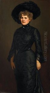 Portrat Einer Eleganten Dame Im Schwarzen Kleid Portrat Einer Eleganten Dame Im Schwarzen Kleid