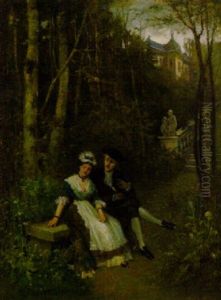 Kavalier Und Dame Im Schlosspark Kavalier Und Dame Im Schlosspark