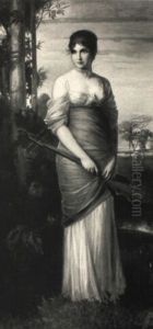Junges Madchen Im Habit Des Fin De Siecle, Mit Koto by Friedrich August von Kaulbach