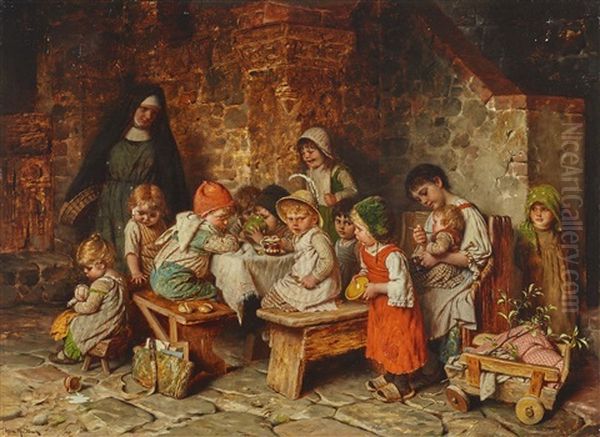 Children Eating In A Monastery - view 1
