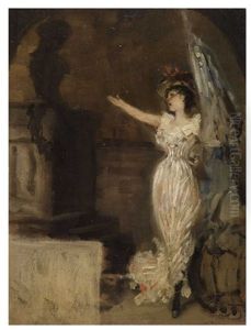 A Theatre Scene With Actress by Hermann Kaulbach