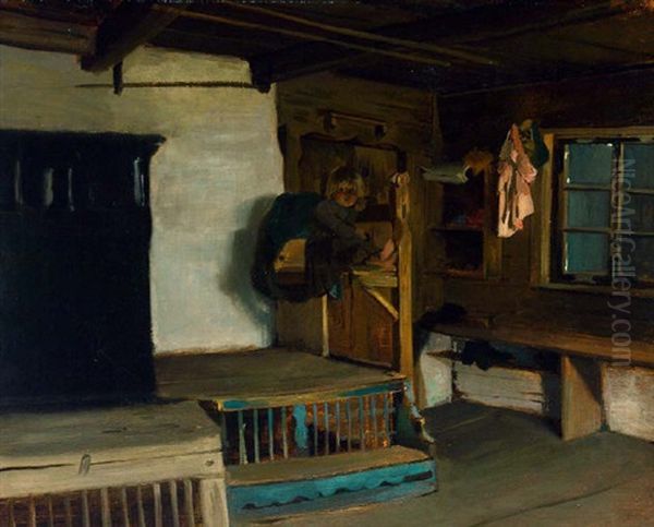 Kleines Madchen In Der Bauernstube - view 1