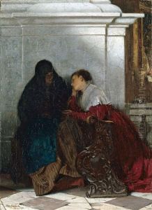 Vertrauliche Unterhaltung In Der Kirche by Hermann Kaulbach
