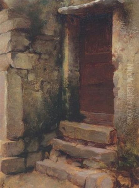 Studie Einer Ture Mit Steintreppe - view 1