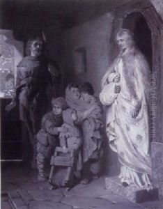Die Beschenkung Der Soldnerkinder Mit Brot Durch Die Heilige Elisabeth Von Thuringen by Hermann Kaulbach