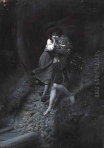 Zwei Kinder Im Wald by Hermann Kaulbach