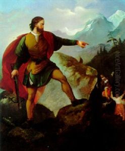 Wilhelm Tell Lauert Gessler In Der Hohlen Gasse Auf by Wilhelm von Kaulbach