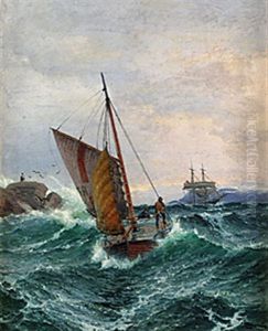 Ladsbaad Under Kysten by Haakon Jensen Kaulum
