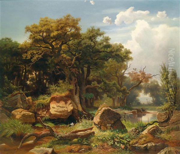 Aulandschaft Mit Storch - view 1