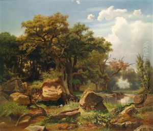Aulandschaft Mit Storch