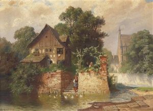 Idylle Am Stadtgraben by Johann Kautsky
