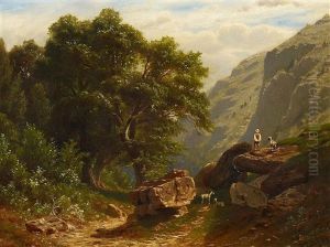 Ziegenhirte Im Gebirge by Johann Kautsky