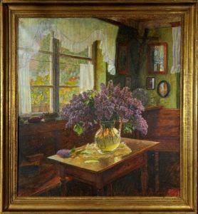Stubeninterieur Mit Fliederstraus by Paul Kauzmann