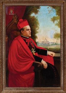 Portrait Of A Cardinal Before A View Of St. Peter's