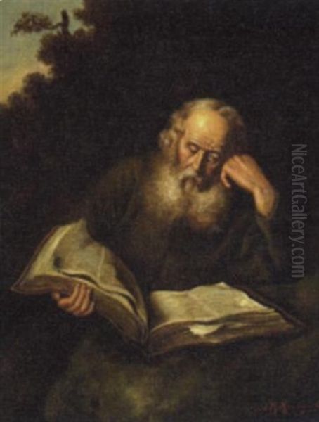 Old Man Reading A Book - view 1