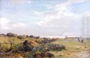 Figures On A Links Course (kilchattan Bay, Bute?) by Archibald Kay