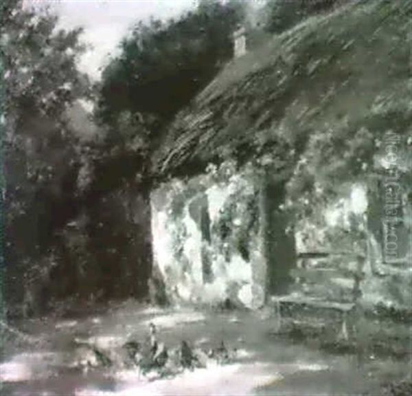 Chickens Outside A Cottage - view 1