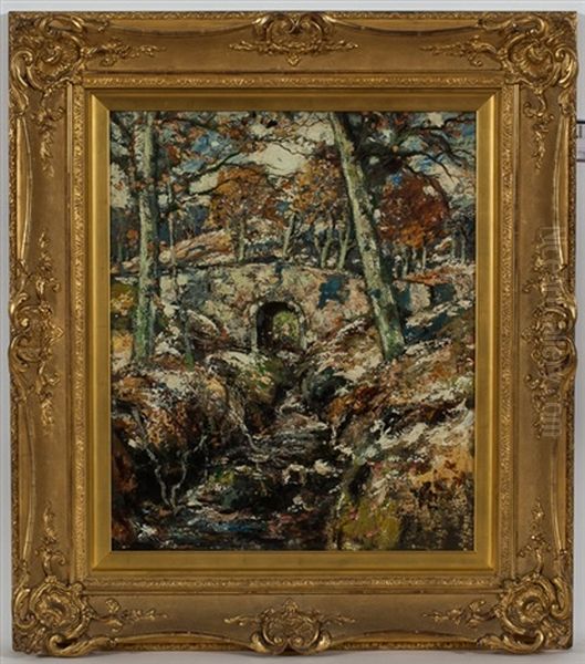 Bridge In Woodlands Oil - view 1