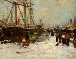 On A Snow Covered Quay by James Kay