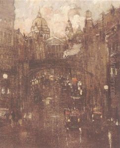 Twilight, Fleet Street At Ludgate Hill by James Kay