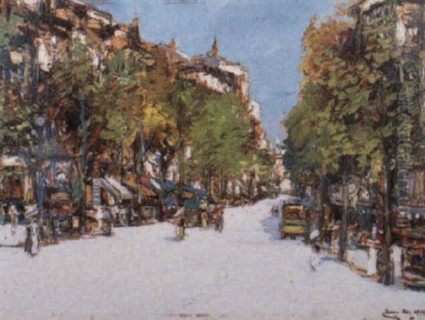 Figures In A Tree Lined Boulevard - view 1