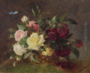 Rosenstraus In Korb by Ebba Kayser