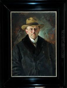 Portrait Von Herrn Fischer Aus Lindenberg Im Schwarzen Mantel Mit Pelzkragen by Otto Keck